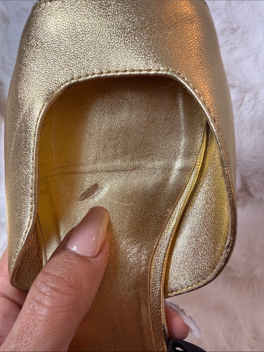 CHANEL Gold and Black Pointed-Toe Slingback Flats - Picture 6 of 12